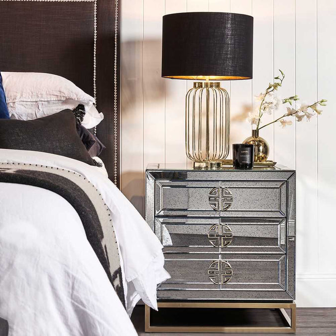 Rochester Mirrored Bedside Table - - Eleganté