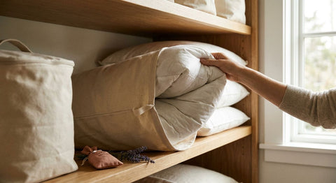 50/50 goose down pillows: how to store them off-season