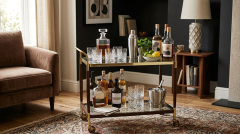 Drinks trolley for a hotel-style bar corner