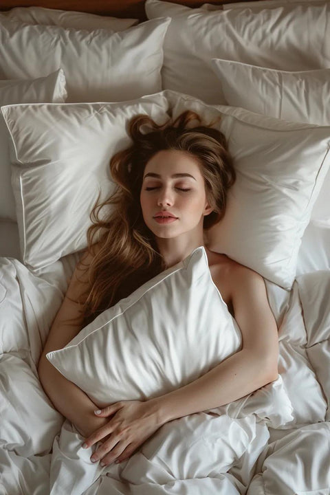 A women sleeping with Intercontinental Hotel Pillows