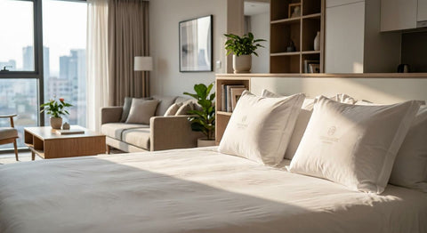 Firm pillows for an open-plan living and sleeping space