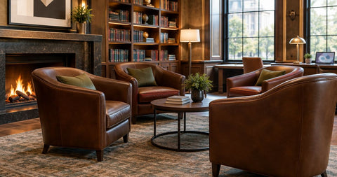 Club armchairs for a hotel-style study or library