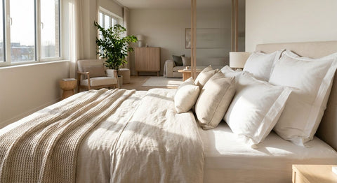 Soft pillows for an open-plan bedroom retreat
