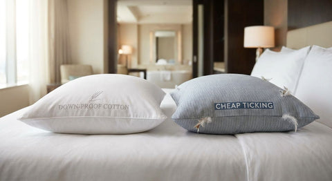 5-star hotel pillows: down-proof cotton vs cheap ticking