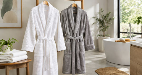 Best hotel cotton bathrobes for home: waffle vs terry