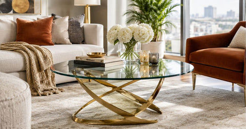 Glass cocktail tables for a glamorous living room