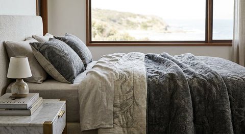 Best Australian quilts for a marble-and-luxury bedroom aesthetic