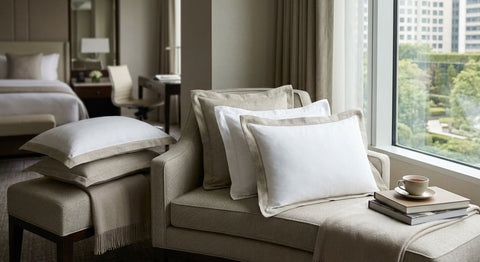 Firm pillows for a reading corner in a hotel-style bedroom
