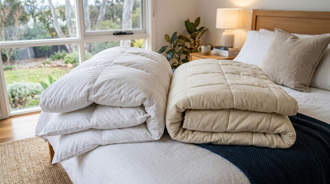 50/50 goose down quilts vs wool quilts for Australian winters