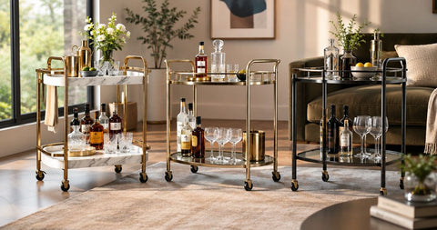 Best bar carts ranked by material: marble, gold and glass 2026