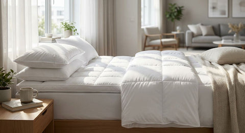 Hotel-style mattress topper for a modern apartment bed