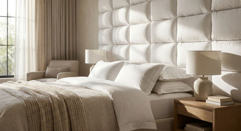 Firm pillows for a hotel-style bedroom wall feature