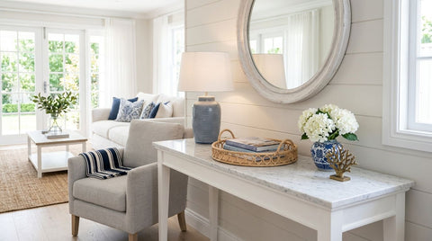 Marble console table for a Hamptons-style living room