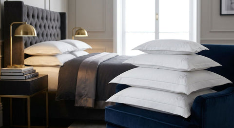 Firm pillows for a bold, hotel-glam bedroom