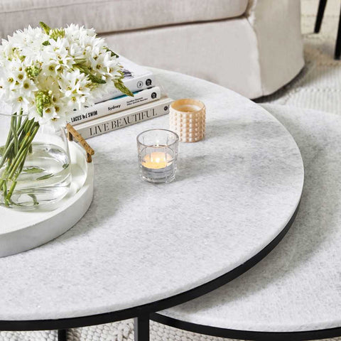 Chloe Stone Nesting Coffee Tables - Black - Coffee Tables - Eleganté