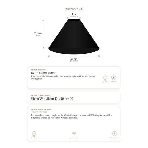 Messina Empire Shade - Large Black - Bulk Buy Qty 5 - Messina Empire Shade - Large Black - Bulk Buy Qty 5 - Eleganté