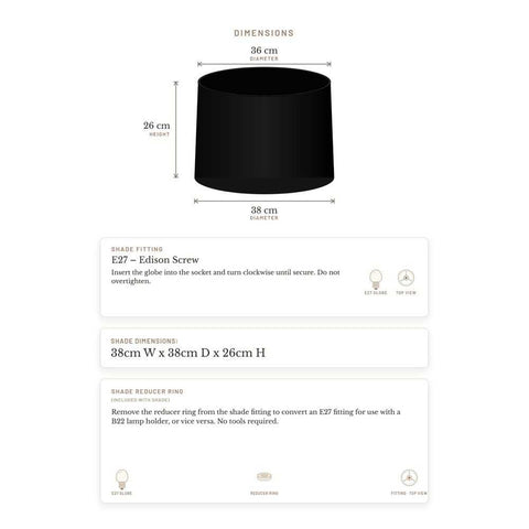 Capella Tapered Shade - Medium Black - Bulk Buy Qty 5 - Capella Tapered Shade - Medium Black - Bulk Buy Qty 5 - Eleganté