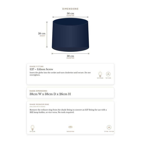 Capella Tapered Shade - Medium Navy - Bulk Buy Qty 5