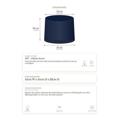 Capella Tapered Shade - Tall Navy - Bulk Buy Qty 5