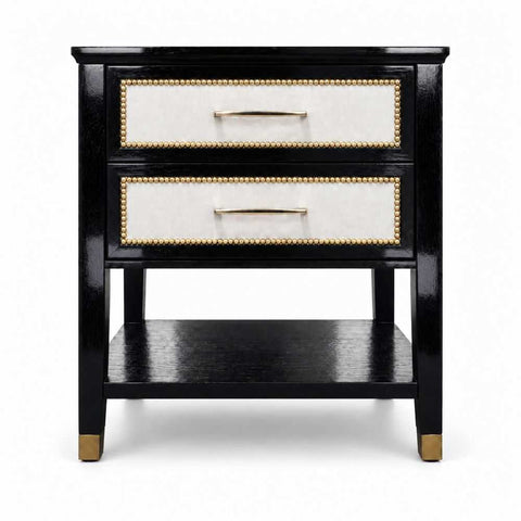 Lincoln 50x50cm Bedside Table with Shelf - Black - OUTLET NSW