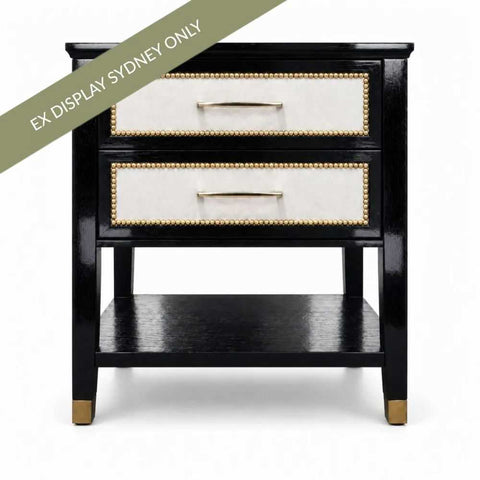 Lincoln 50x50cm Bedside Table with Shelf - Black - OUTLET NSW