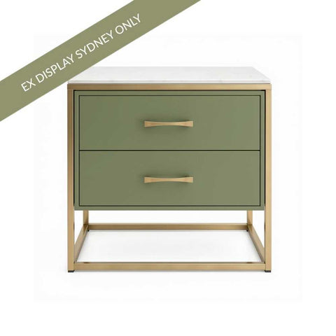 Phillippe 60x60cm Bedside Table - Olive - OUTLET NSW - Phillippe 60x60cm Bedside Table - Olive - OUTLET NSW - Eleganté