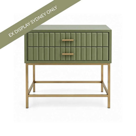 Antler 56.5x60cm Bedside Table - Olive - OUTLET NSW - Antler 56.5x60cm Bedside Table - Olive - OUTLET NSW - Eleganté