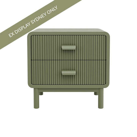 Olivia 55x55.5cm Bedside Table - Olive - OUTLET NSW - Olivia 55x55.5cm Bedside Table - Olive - OUTLET NSW - Eleganté