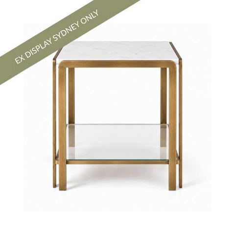 Bonnie Square White Marble Side Table - Antique Gold - OUTLET NSW - Bonnie Square White Marble Side Table - Antique Gold - OUTLET NSW - Eleganté