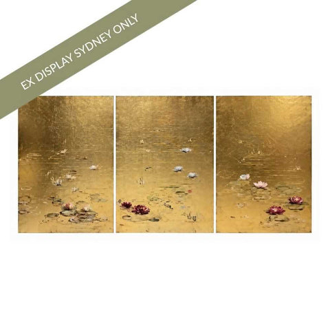 Reflections in Gold Set of Three Canvas Painting - OUTLET NSW - Reflections in Gold Set of Three Canvas Painting - OUTLET NSW - Eleganté