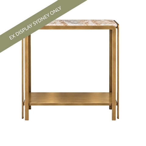 Bonnie 140cm Beige Marble Console Table - Antique Gold - OUTLET NSW - Bonnie 140cm Beige Marble Console Table - Antique Gold - OUTLET NSW - Eleganté