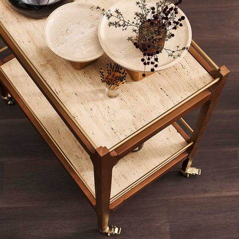 Ashley Travertine Bar Cart - Walnut - OUTLET NSW