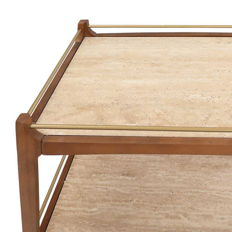Ashley Travertine Bar Cart - Walnut