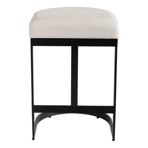 Remy Black Kitchen Stool - Natural Linen