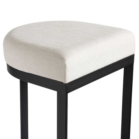 Remy Black Kitchen Stool - Natural Linen