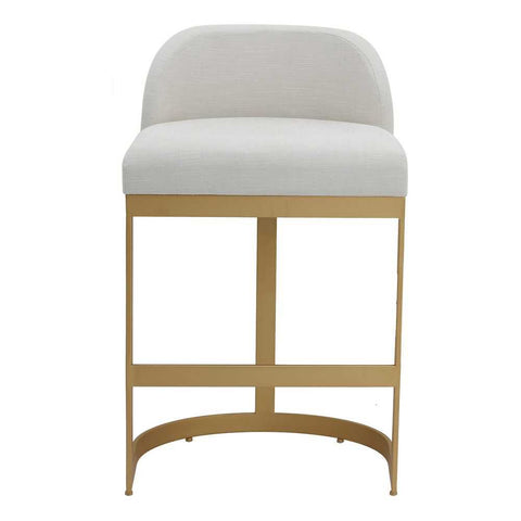 Remy Black Kitchen Stool with Backrest - Natural Linen - Kitchen and Bar Stools - Eleganté