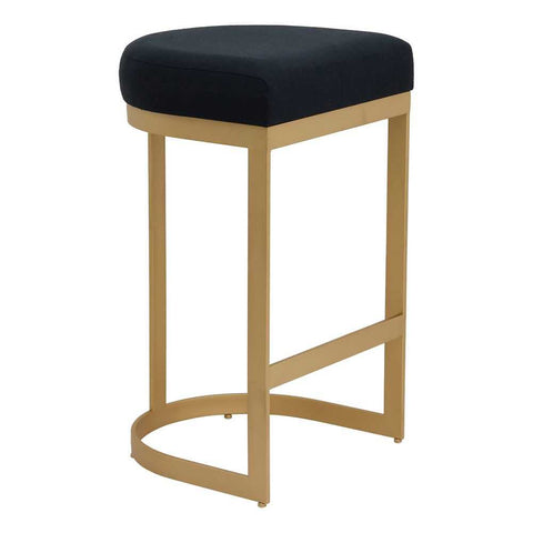 Remy Gold Bar Stool - Black Linen - Kitchen and Bar Stools - Eleganté