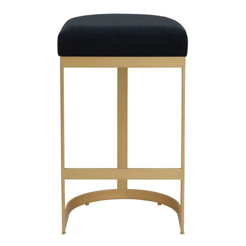Remy Gold Bar Stool - Black Linen - Kitchen and Bar Stools - Eleganté