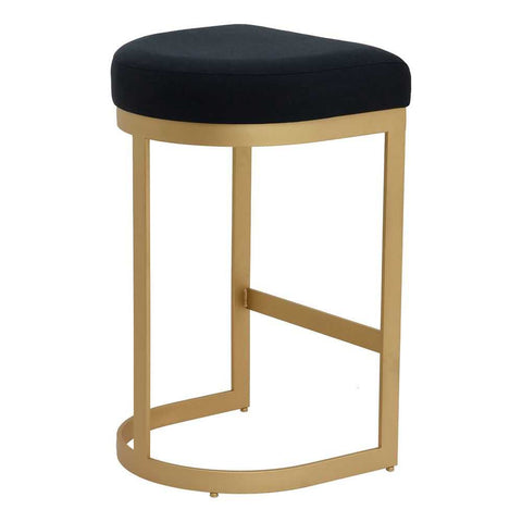 Remy Gold Bar Stool - Black Linen - Kitchen and Bar Stools - Eleganté