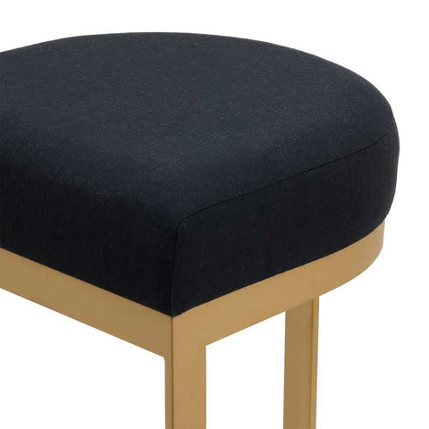 Remy Gold Bar Stool - Black Linen - Kitchen and Bar Stools - Eleganté