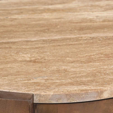 Frankie 50x60cm Travertine Bedside Table - Walnut