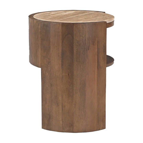 Frankie 50x60cm Travertine Bedside Table - Walnut