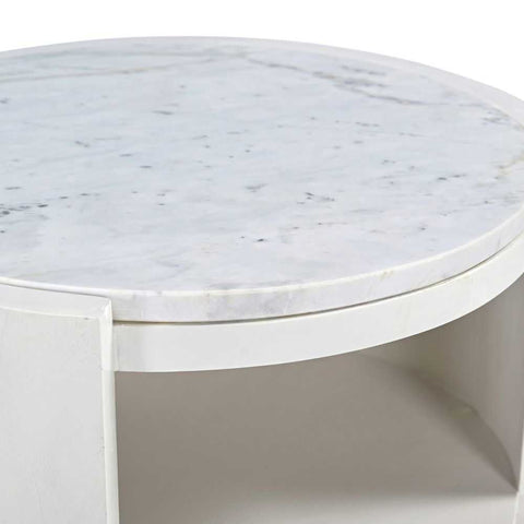 Frankie 50x60cm Marble Bedside Table - Ivory - Bedside Tables - Eleganté