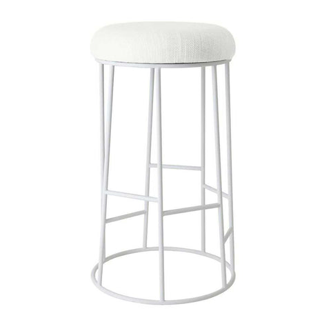 Aiden White Steel Bar Stool - Natural Linen - Kitchen and Bar Stools - Eleganté