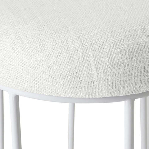 Aiden White Steel Bar Stool - Natural Linen - Kitchen and Bar Stools - Eleganté