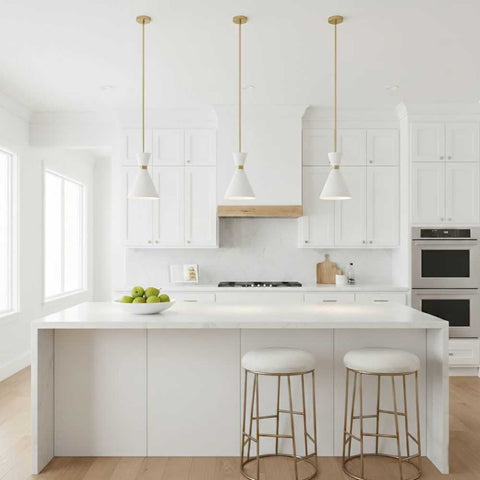 Oslo Pendant - White w Brass - Oslo Pendant - White w Brass - Eleganté