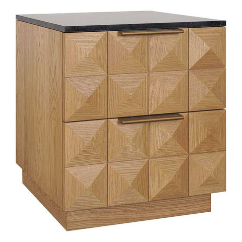 Benedict Natural Oak Bedside Table - Black Marble