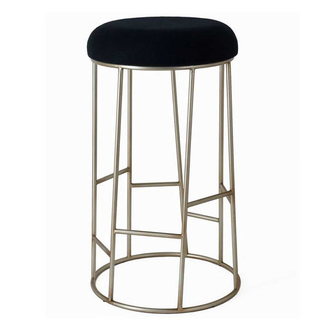 Aiden Gold Steel Bar Stool - Black Linen - Kitchen and Bar Stools - Eleganté