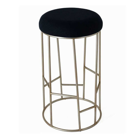 Aiden Gold Steel Bar Stool - Black Linen - Kitchen and Bar Stools - Eleganté
