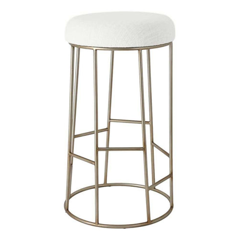 Aiden Gold Steel Bar Stool - Natural Linen - Kitchen and Bar Stools - Eleganté
